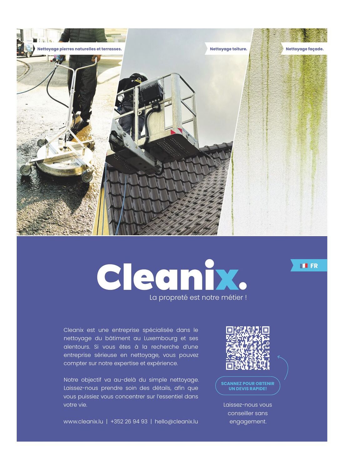 Couverture du guide Cleanix du nettoyage extérieur au Luxembourg